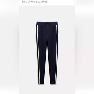 Zara Navy Track Pants with White Stripes